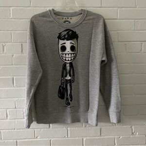 Zara Javi Calaveritas Skull Skeleton Day of the Dead Grey Jumper Sweatshirt Med